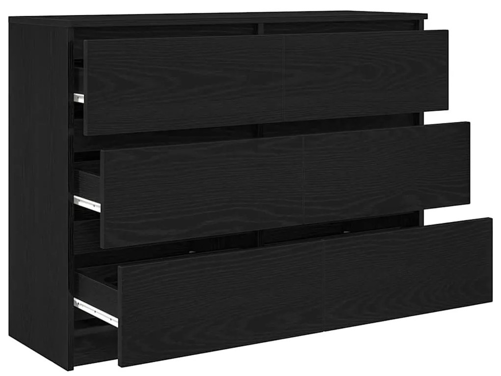 fekete tölgy szerelt fa tálalószekrény 100x35x76 cm