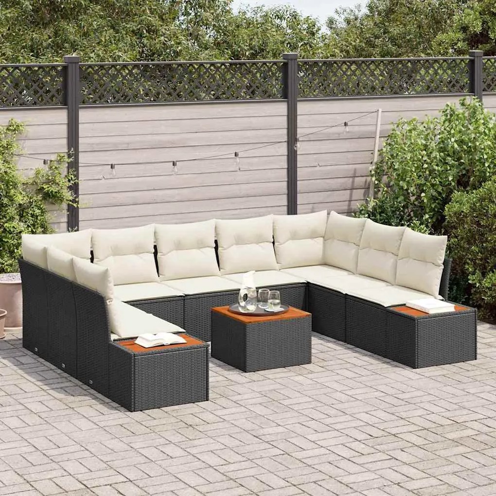 Kerti Kanapé Szett 6 pcs Fekete és krémszínű 289 x 209 x 85 cm