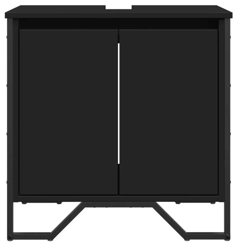 fekete szerelt fa fürdőszobai mosdószekrény 60 x 35 x 60 cm