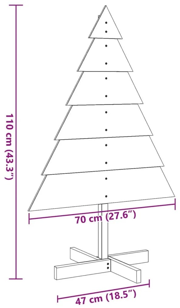 tömör fa karácsonyfa-dekoráció 110 cm