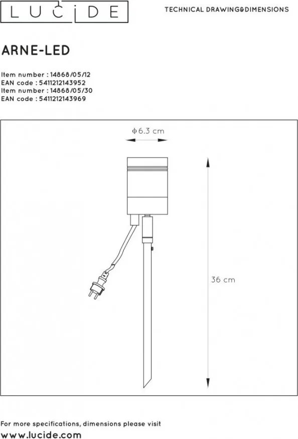 LUCIDE 14868-05-30 ARNE-LED Kültéri Növényvilágító Lámpa GU10 IP44