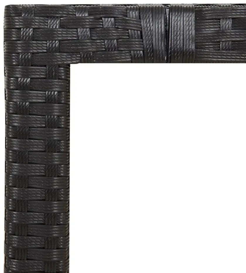 3 részes fekete polyrattan és akácfa bisztrószett párnákkal