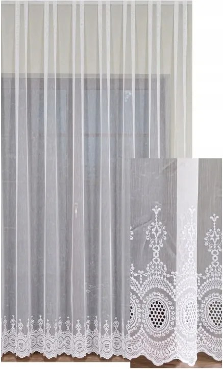 Függöny Fehér Hímzés 280x160 Elegáns Béka Szalag Alagút Díszített