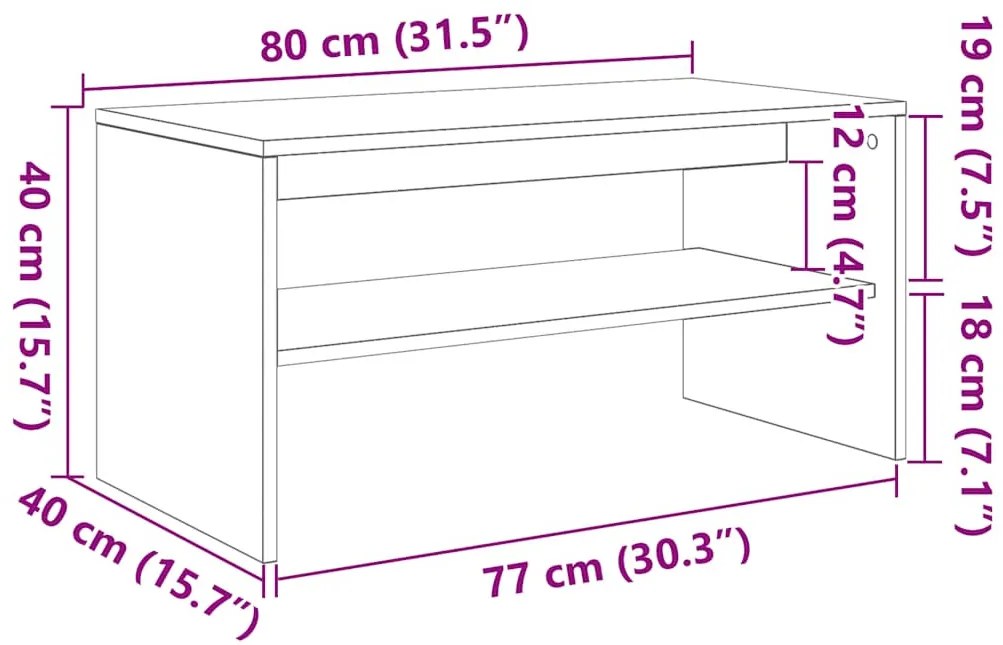 betonszürke forgácslap TV-szekrény 80 x 40 x 40 cm