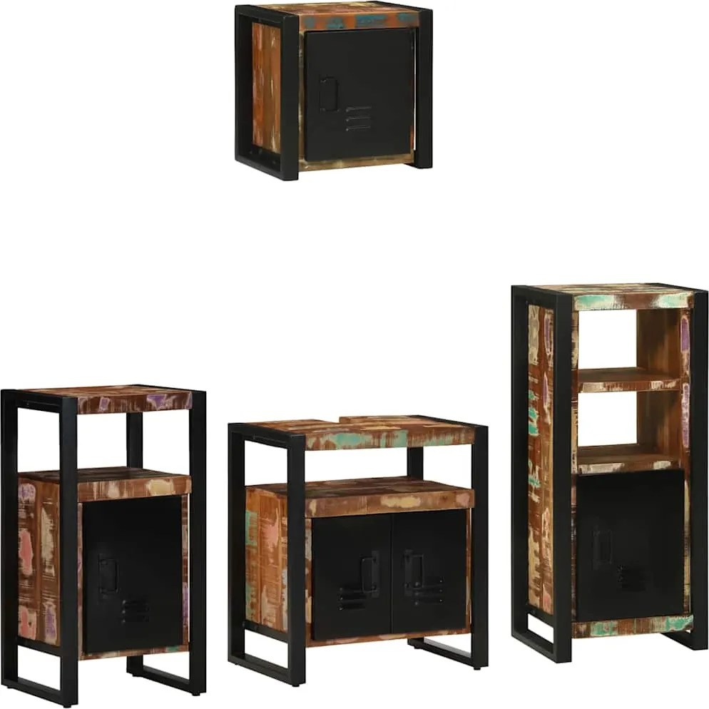 vidaXL Fürdőszoba bútor szett 4 pcs Szilárd Újrahasznosított Fa