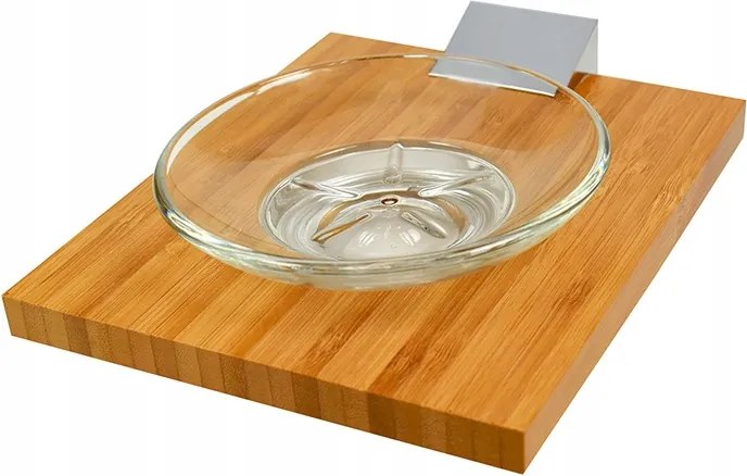 Prémium Modern Robusztus Üveg Bambusz Szappantartó Szerelőkészlet