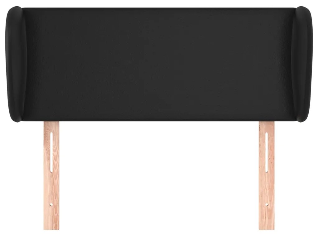 fekete műbőr szárnyas fejtámla 103x23x78/88 cm