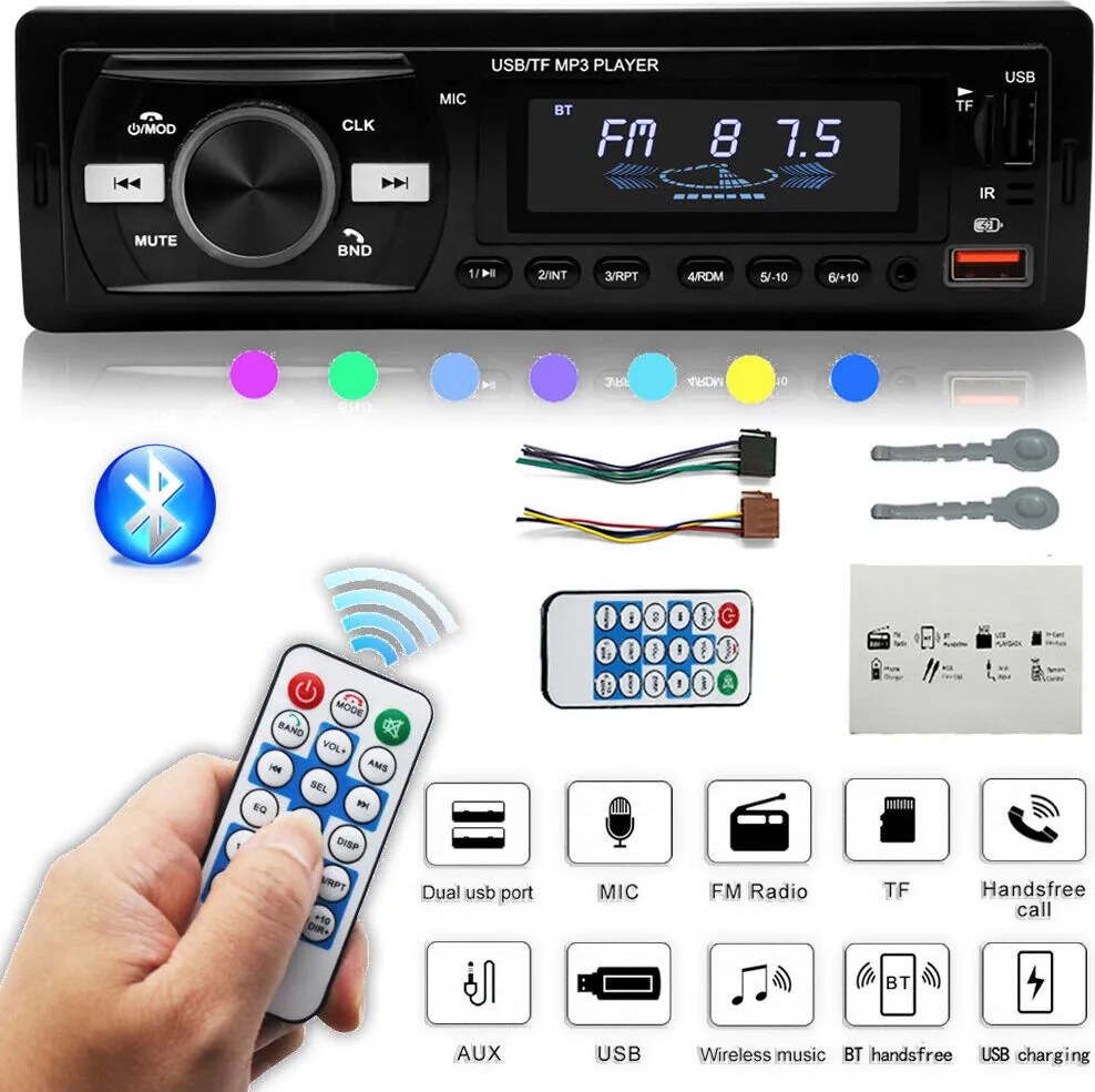 XY009 Minőségi Autórádió Fejegység MP3 USB Bluetooth funkcióval Távirányítóval