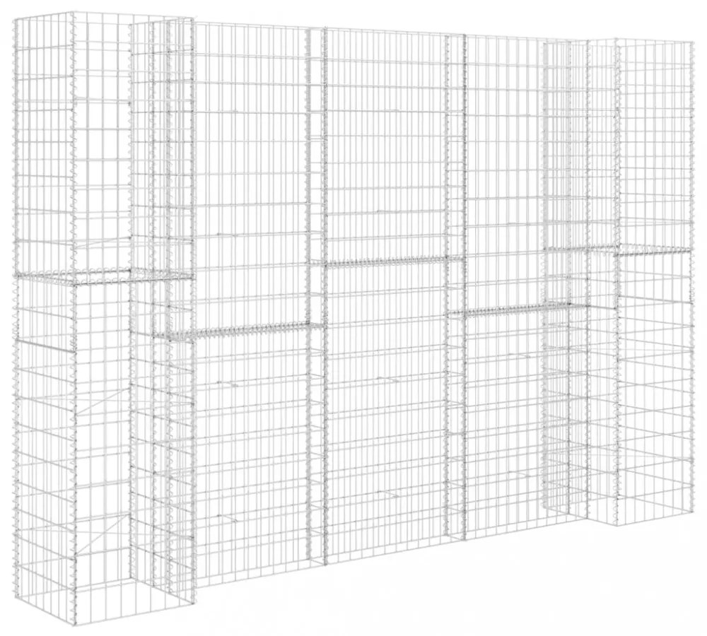 H alakú acéldrót virágtartó gabion 260 x 40 x 200 cm