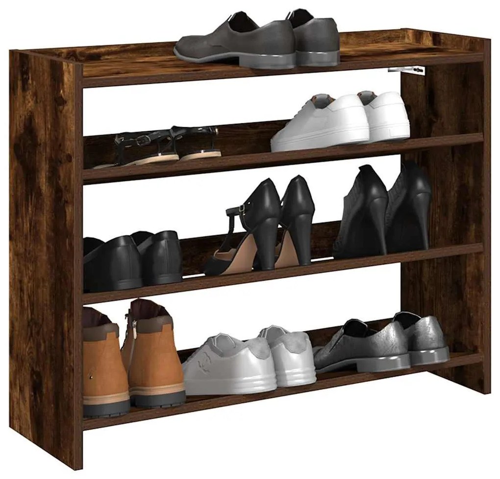 füstös tölgy színű szerelt fa cipőtartó 80x25x62 cm