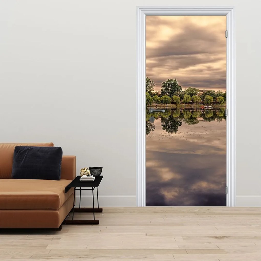 Fotótapéta ajtóra - Tó és fák (95x205cm)