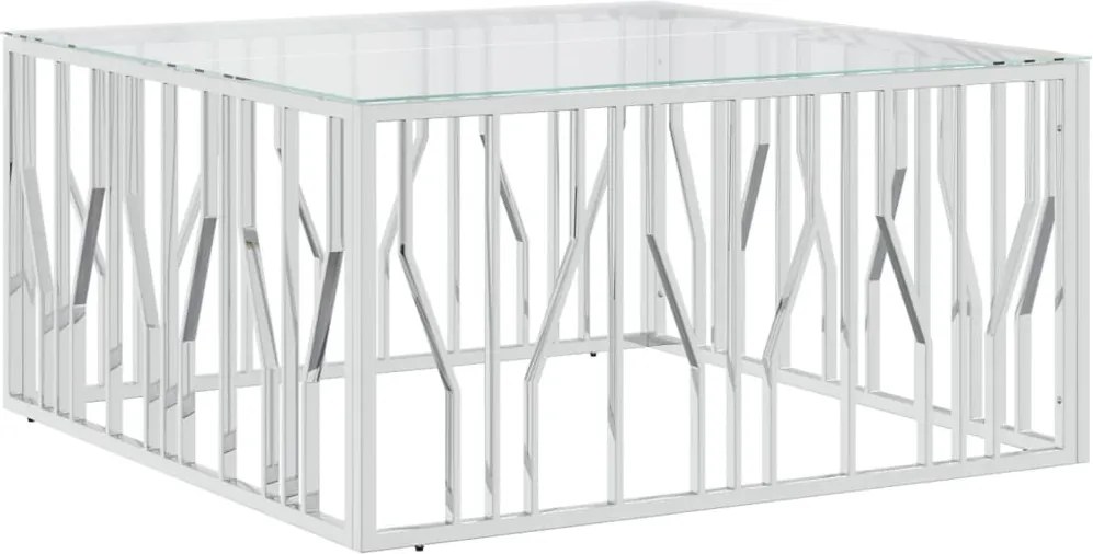 vidaXL üveg és rozsdamentes acél dohányzóasztal 100x100x50 cm