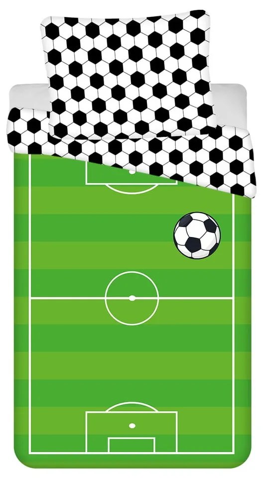 Zöld egyszemélyes pamut gyerek ágyneműhuzat 140x200 cm Football – Jerry Fabrics