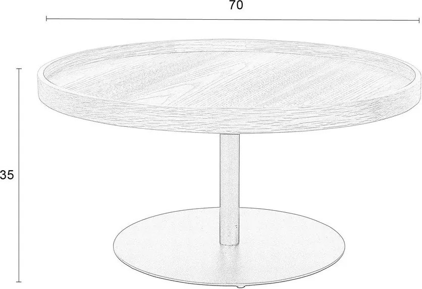 Natúr színű kerek dohányzóasztal tölgyfa dekoros asztallappal ø 70 cm Yuri L – White Label