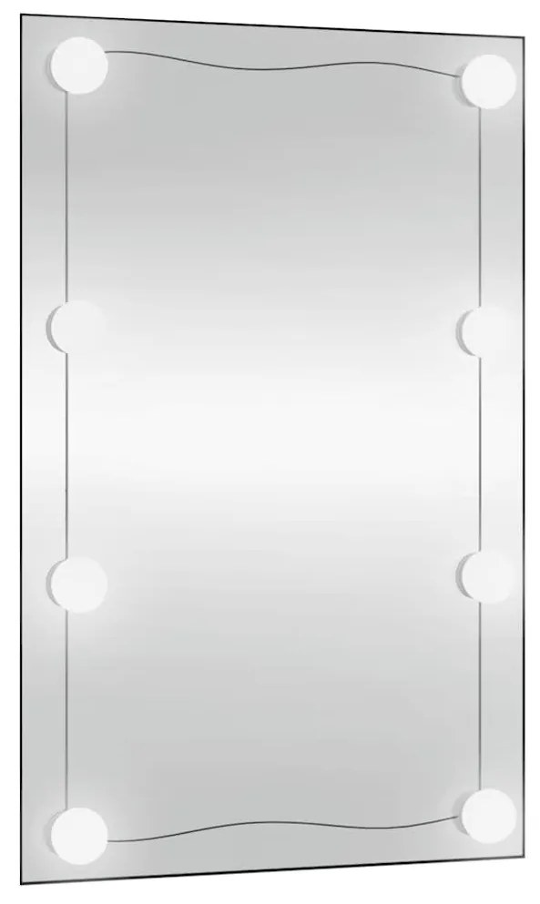 téglalap alakú üveg falitükör LED fényekkel 50 x 80 cm