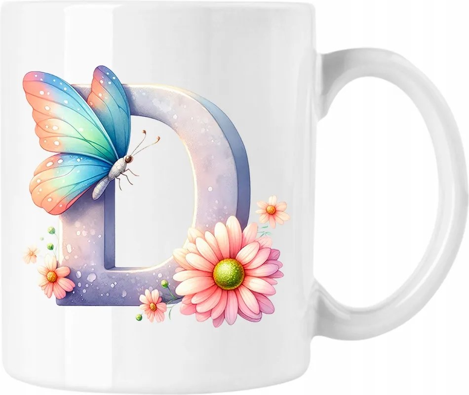 Pillangó bögre pillangó betű D ábécé fehér 330ml