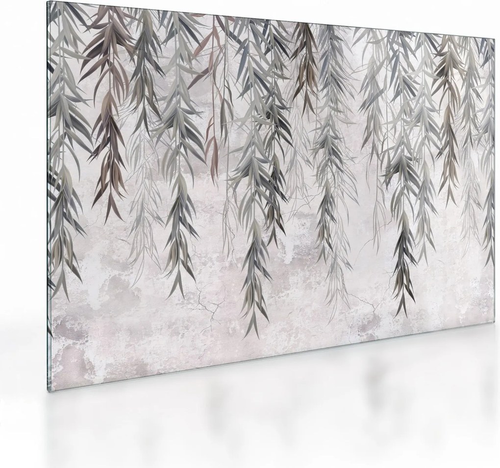 Kép - Fűzfa gallyak szürke vakolatban (üvegen) (70x50 cm)