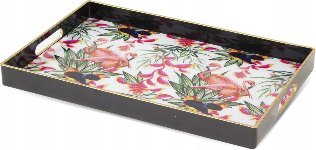 Dekoratív Tál Flamingó Mintával 40x26 CM Téglalap Alakú