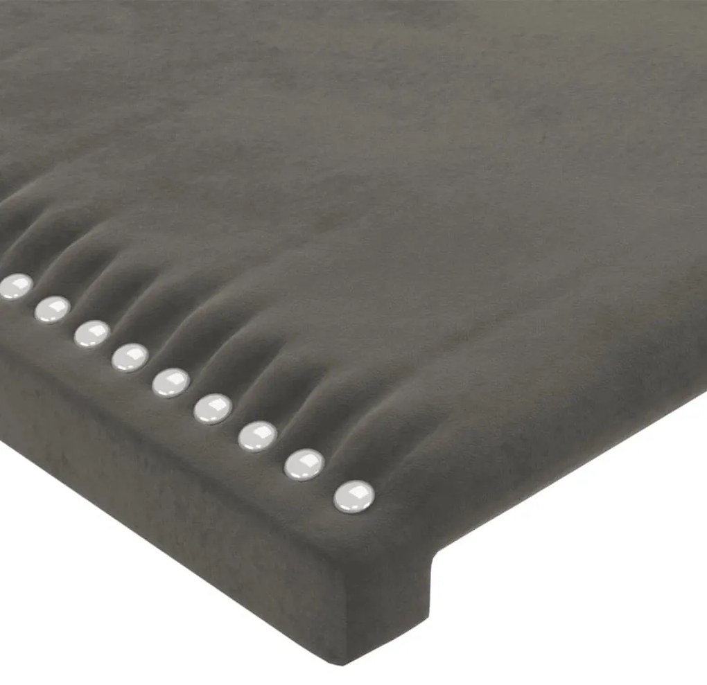 sötétszürke bársony LED-es fejtámla 83x16x118/128 cm