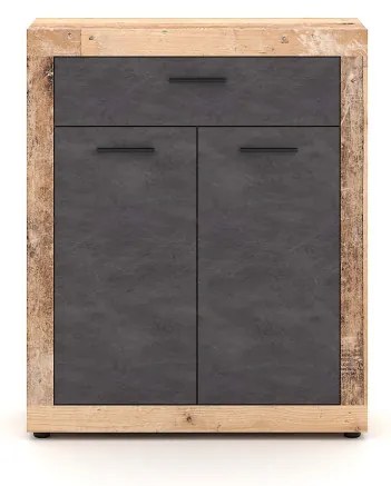 Komód 2 ajtóval és 1 fiókkal Old Style Light / Matera színkombinációban – LUNA2