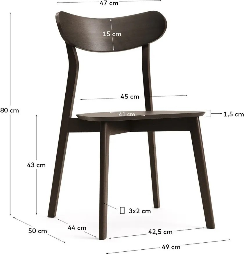 Barna étkezőszék szett tölgyfa dekorral, 2 db-os Safina – Kave Home