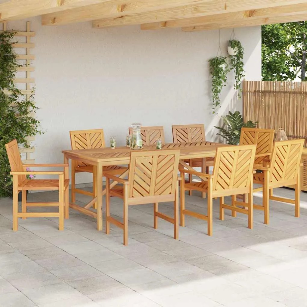 Kerti étkező székek 8 pcs Barna 59 x 62.5 x 89 cm tömör akácfa