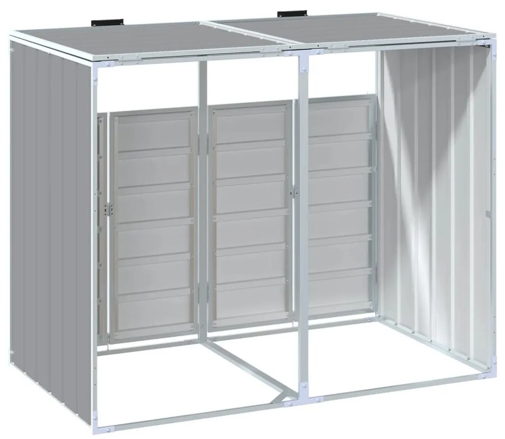 szürke acél kerekes szemetes tároló dupla tárolókhoz 138 x 79 x 117 cm