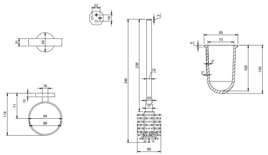 Villeroy & Boch TVA15101600061 - Falra szerelhető WC-kefe ELEMENTS üveg/fényes króm