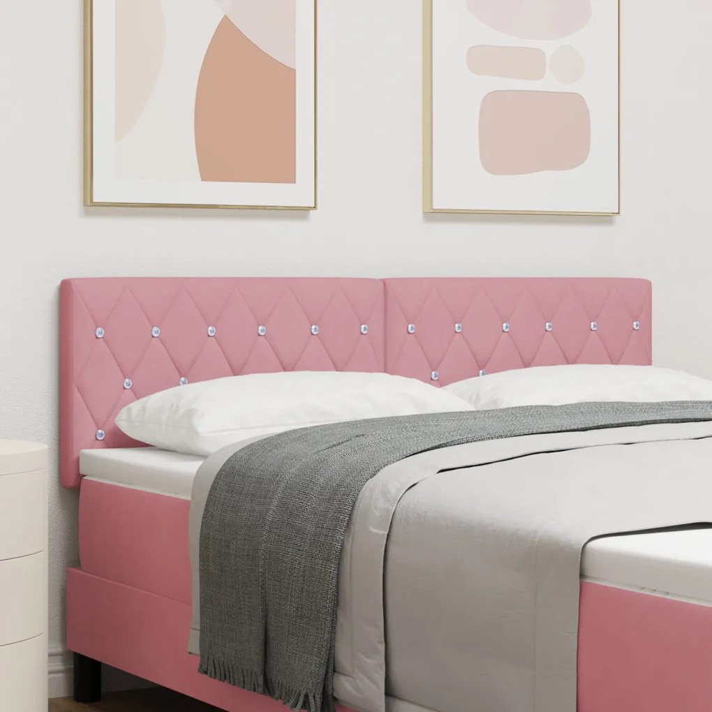 LED fejvédő kristály gombos tűzéssel Rózsaszín 80 cm bársonyos