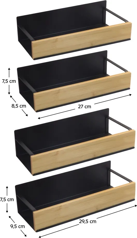 Polcok, 4 db, barna/fekete, ZOBER TYP 1