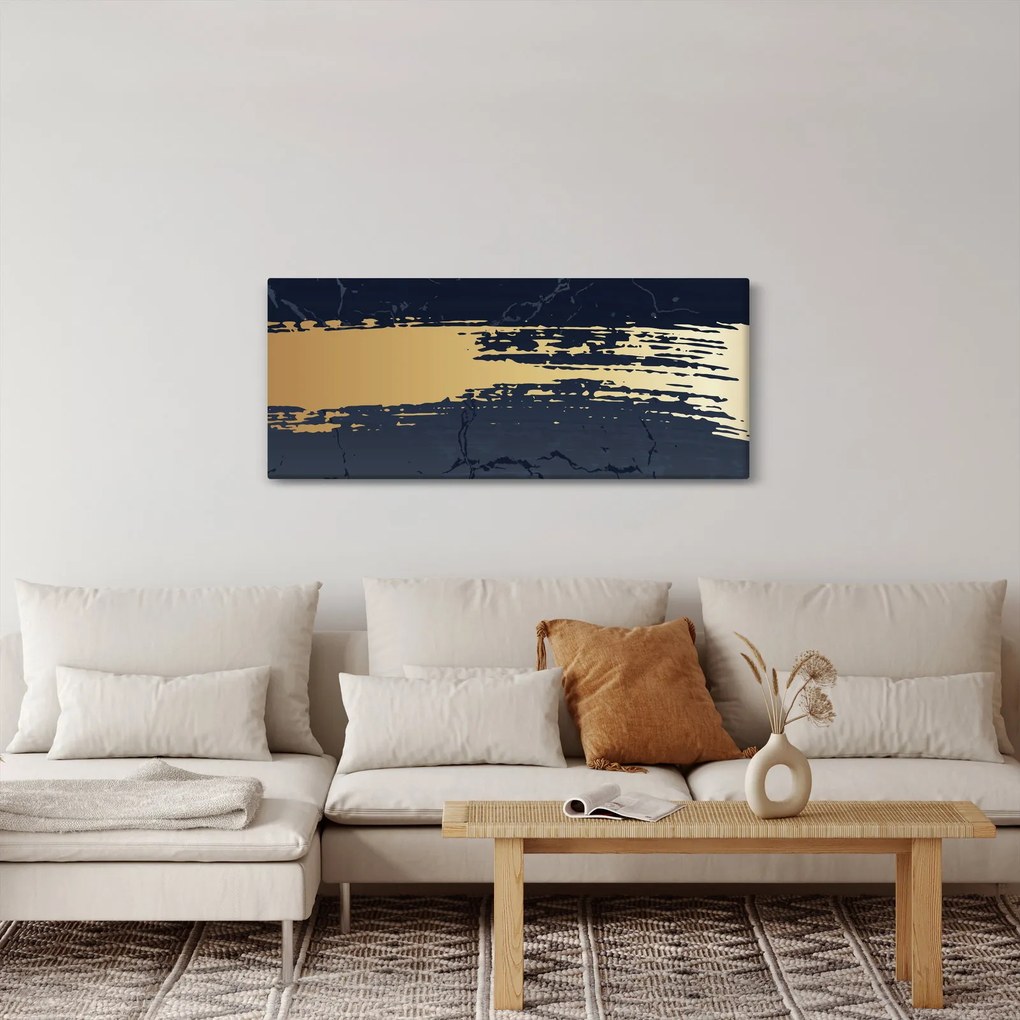Kép - Kék és arany absztrakció N⁰2 (120x50 cm)