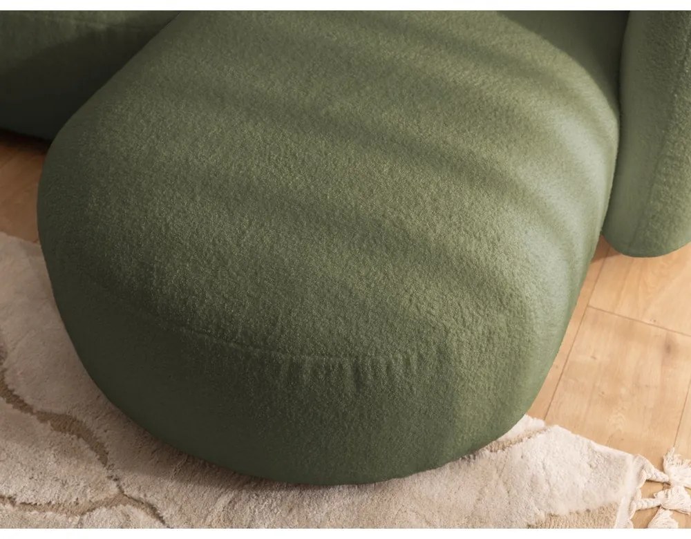 Zöld buklé sarokkanapé (jobb oldali-heverő résszel) Orbit – Ropez