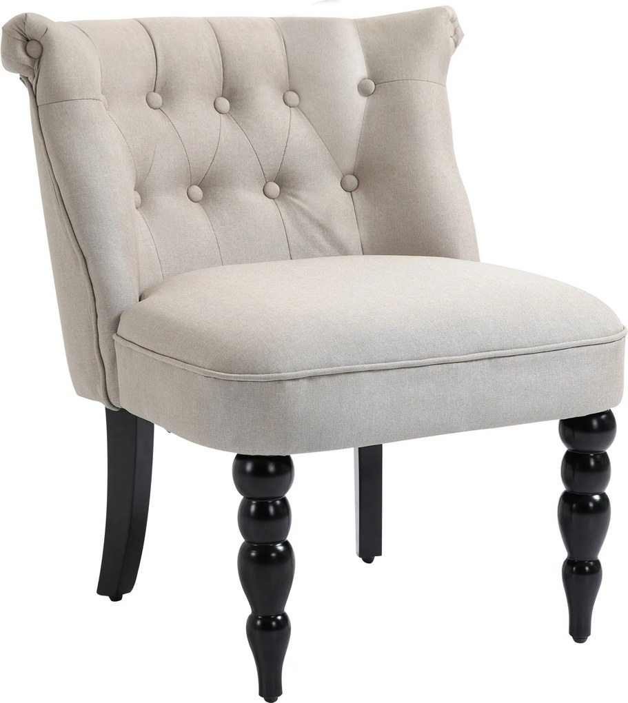 HOMCOM Vintage Relax Fotel Kárpitozott Szék - Bézs+Fekete, 67 x 67 x 78 cm | Aosom