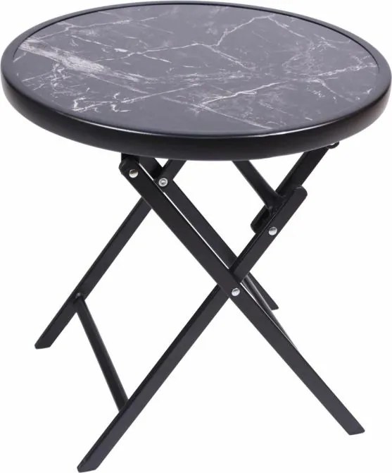 Kerti bisztróasztal összecsukható Ø 45 cm márvány fekete