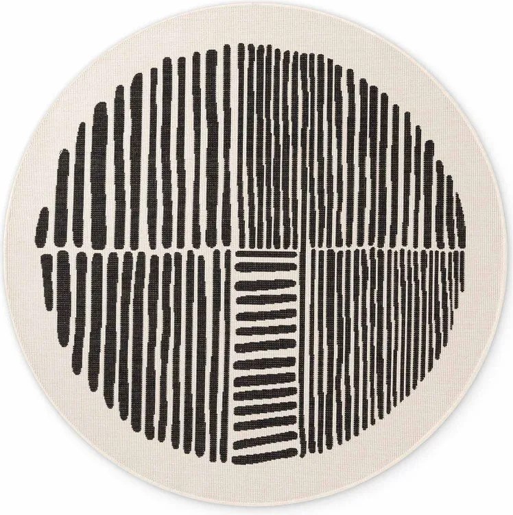 Fekete-krémszínű kerek kültéri-beltéri szőnyeg ø 160 cm Haringey Bounds – Ted Baker