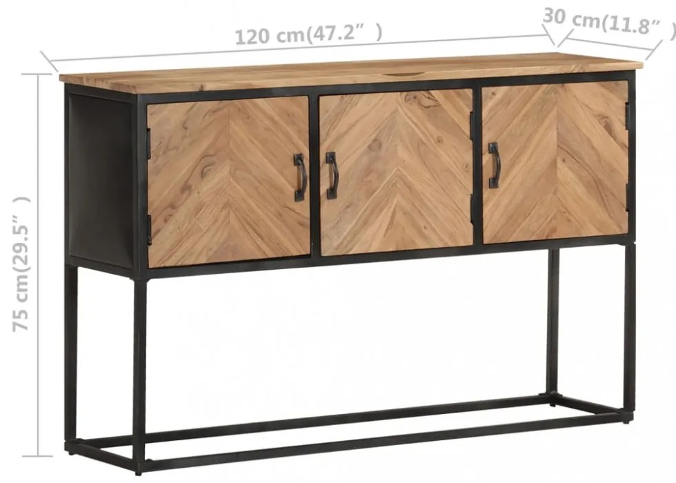 tömör akácfa komód 120 x 30 x 75 cm