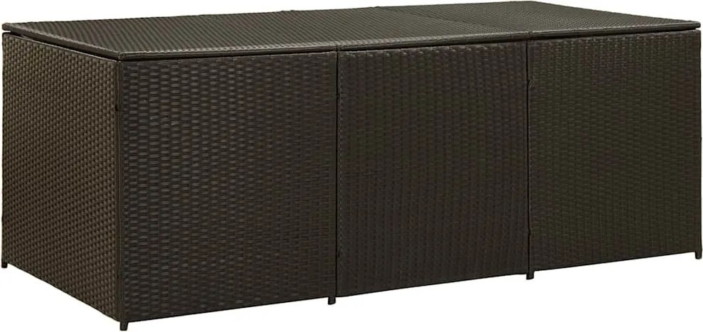 Barna Polyrattan Kerti Tárolóláda 180 X 90 X 70 Cm