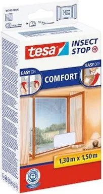 Szúnyogháló, ablakra, tépőzáras, 1,3 x 1,3 m, TESA® Comfort, fehér (TE5539620)
