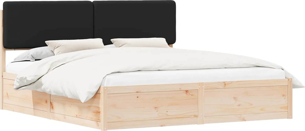 vidaXL Ágykeret Kárpitozott Fejtámlával Fekete 200 x 200 cm