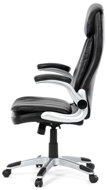 Fekete ökobőr irodai szék hintamechanikával. KA-F1218 BK