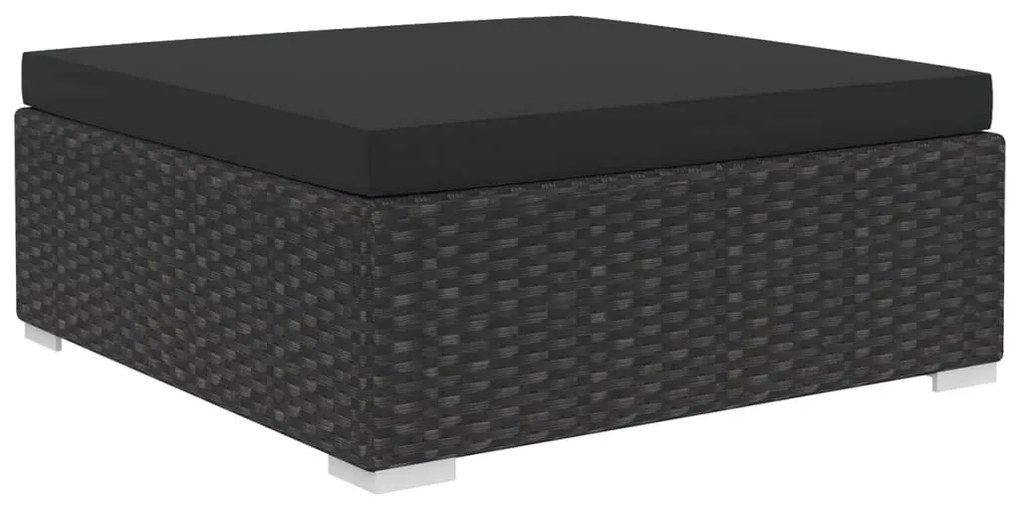 8 részes fekete polyrattan kerti ülőgarnitúra párnákkal