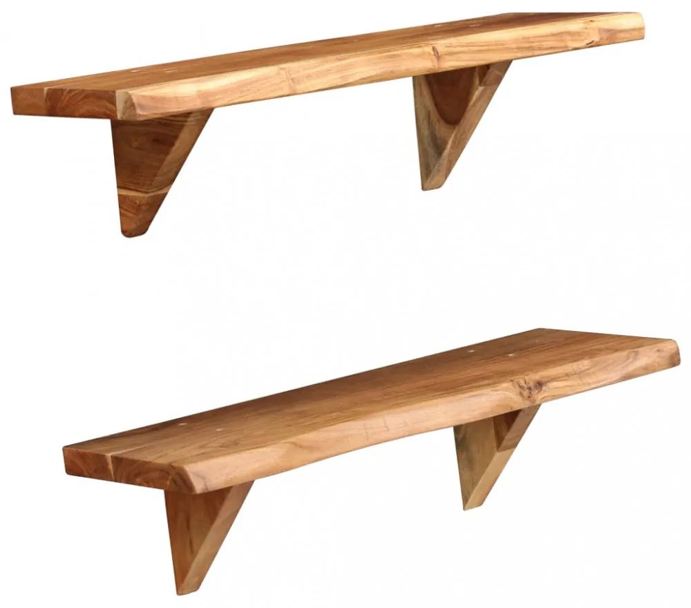 2 db tömör akácfa fali polc 60x20x18 cm