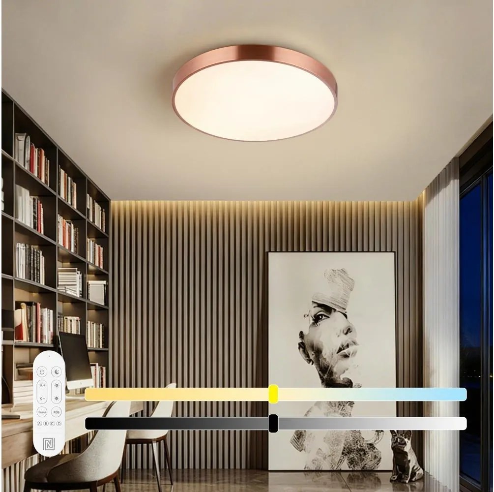 Immax NEO 07321L-LED dimmelhető mennyezeti lámpa NEO LITE SEMPLICI 36 W/230 V Ø 40 cm, rézszínű + távirányító