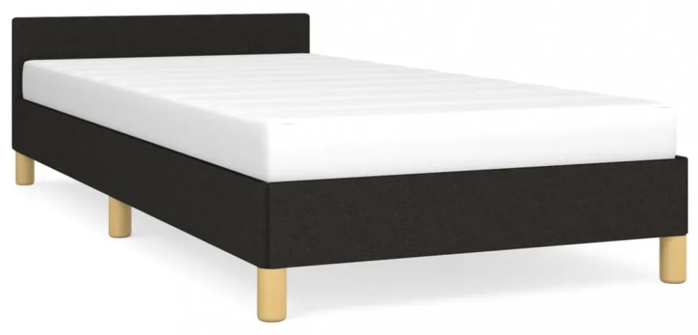 fekete szövet ágykeret fejtámlával matrac nélkül 90x200 cm