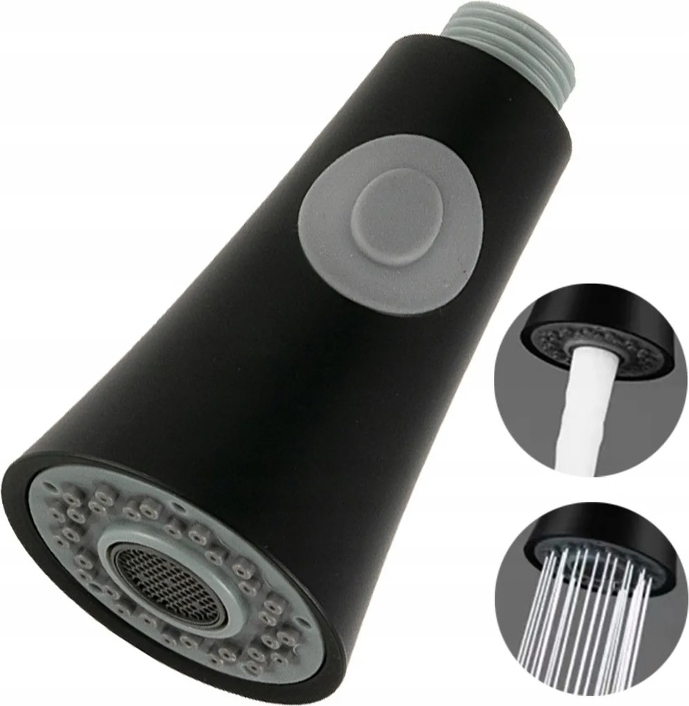 Konyhai Csaptelep Fejhallgató kihúzható kifolyócsővel Fekete 2 Funkciós fogantyúval