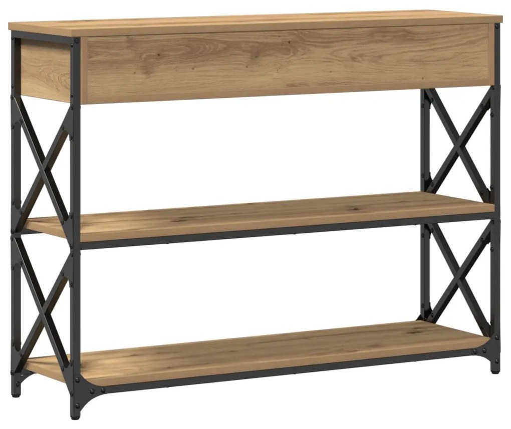 Konferenciához Asztal Kézműves Tölgy 100x28x75 cm Mérnöki Fa és Acél