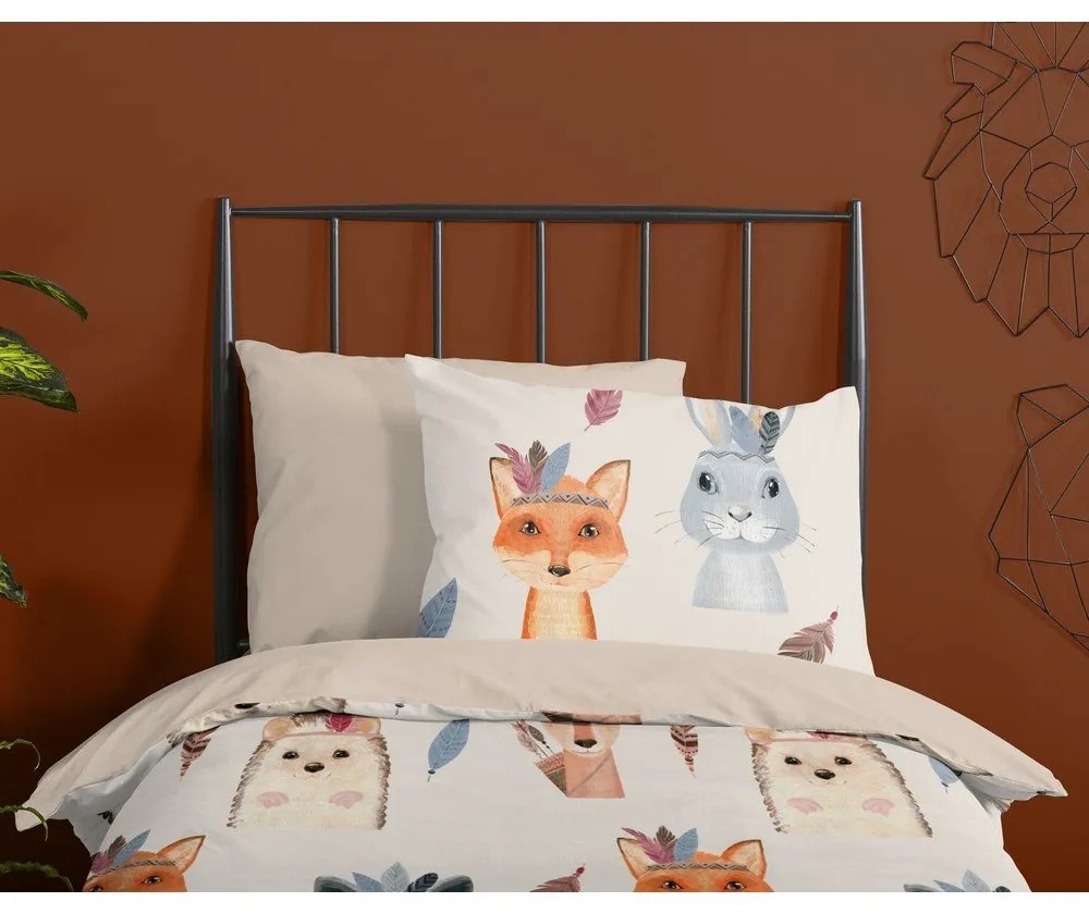 Barna-bézs egyszemélyes pamut gyerek ágyneműhuzat 140x200 cm Rave – Good Morning