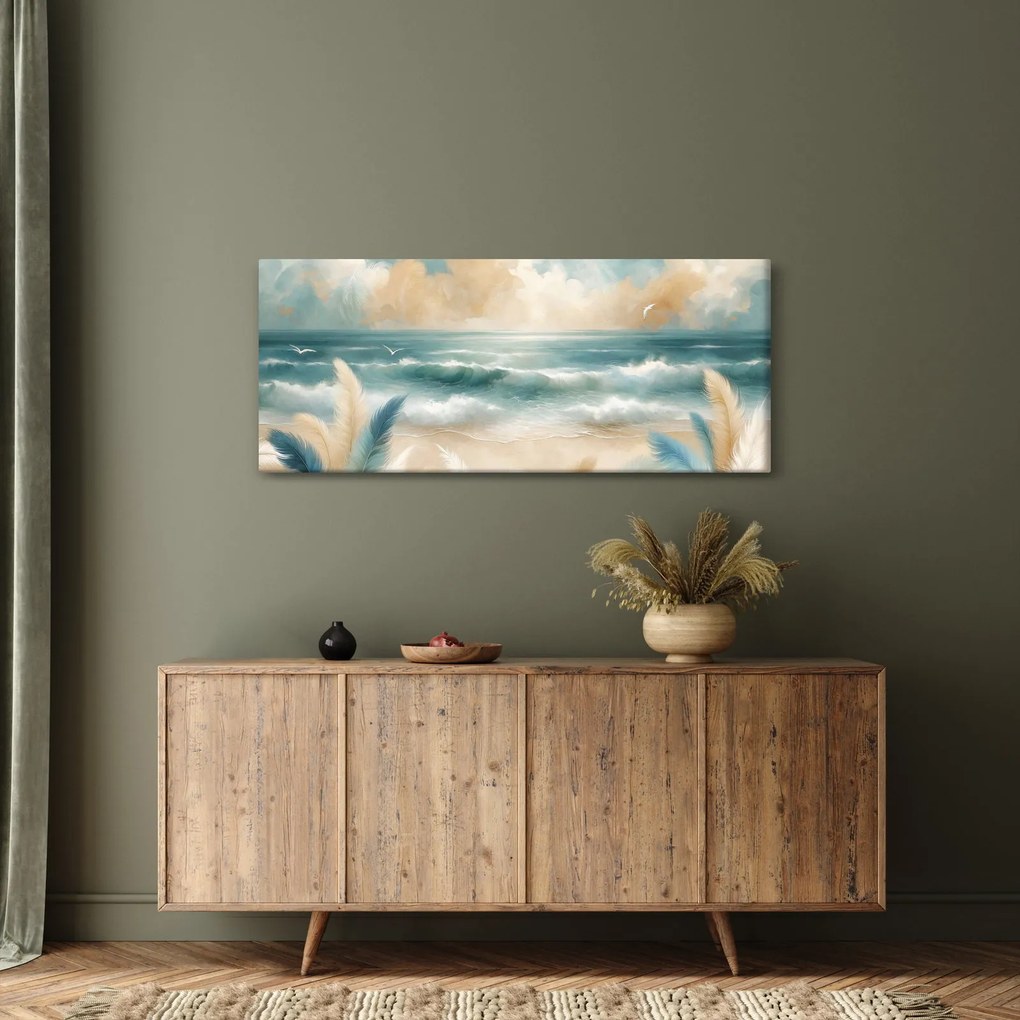 Kép – Festett strand lágy színekben (120x50 cm)