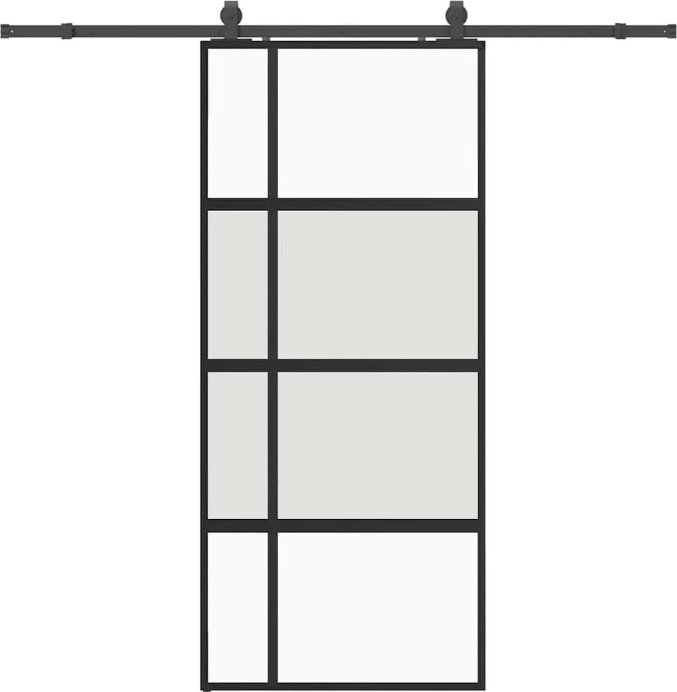 vidaXL fekete edzett üveg tolóajtó fémszerelék szettel 90x205 cm