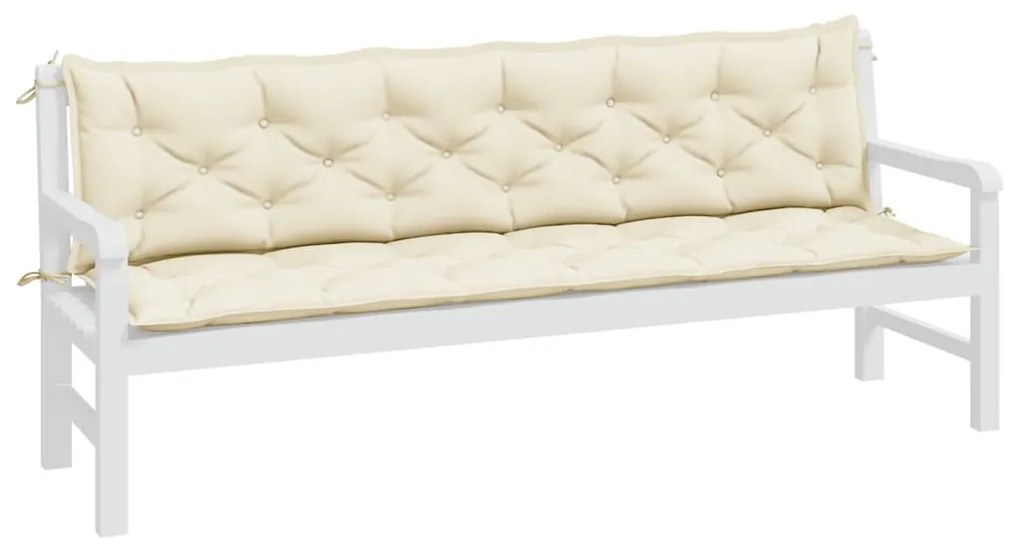 2 db krémfehér oxford szövet kerti padpárna 200 x 50 x 7 cm